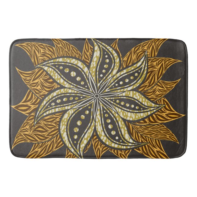 African Abstract Floral Batik Style Bath Mat (Front)