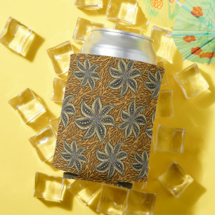 African Abstract Floral Batik Style Can Cooler