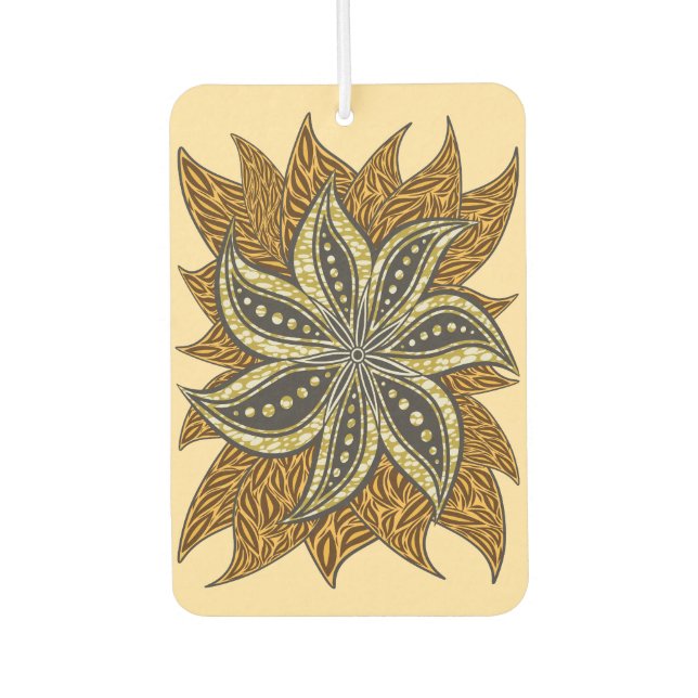 African Abstract Floral Batik Style Car Air Freshener (Front)