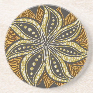 African Abstract Floral Batik Style Coaster