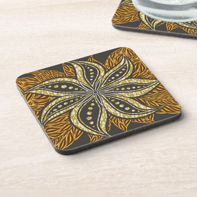African Abstract Floral Batik Style Coaster (Left Side)