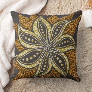 African Abstract Floral Batik Style Cushion