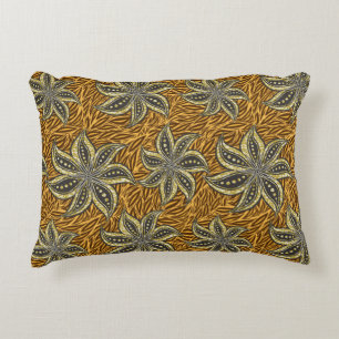 African Abstract Floral Batik Style Decorative Cushion