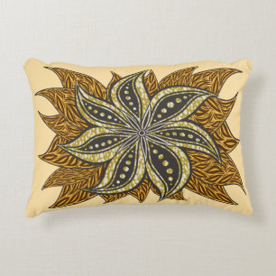 African Abstract Floral Batik Style Decorative Cushion