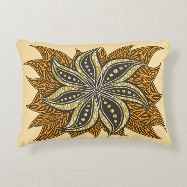 African Abstract Floral Batik Style Decorative Cushion (Front)