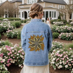 African Abstract Floral Batik Style Denim Jacket