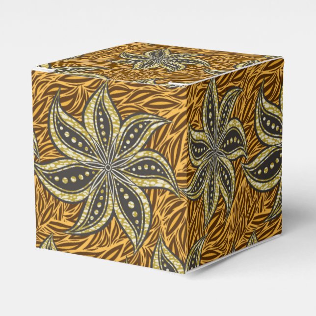 African Abstract Floral Batik Style Favour Box (Front Side)