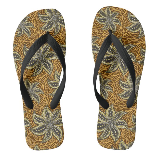 African Abstract Floral Batik Style Flip Flops (Footbed)