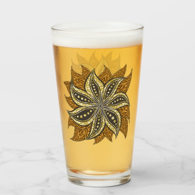 African Abstract Floral Batik Style Glass (Front Filled)