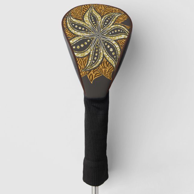 African Abstract Floral Batik Style Golf Head Cover (Front)