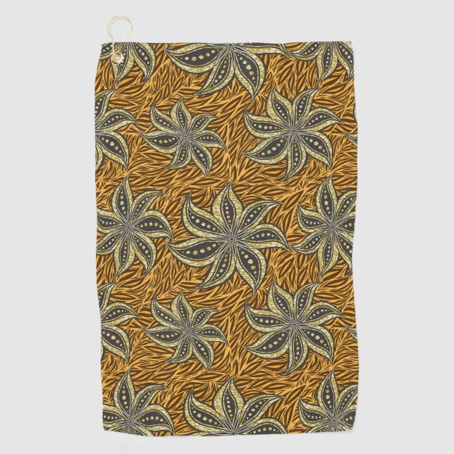 African Abstract Floral Batik Style Golf Towel (Front)