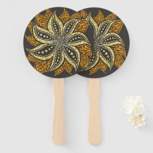 African Abstract Floral Batik Style Hand Fan
