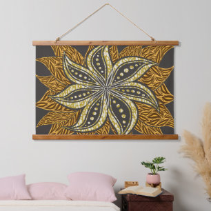 African Abstract Floral Batik Style Hanging Tapestry