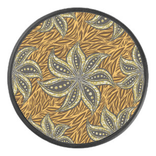 African Abstract Floral Batik Style Hockey Puck