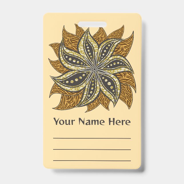 African Abstract Floral Batik Style ID Badge (Front)