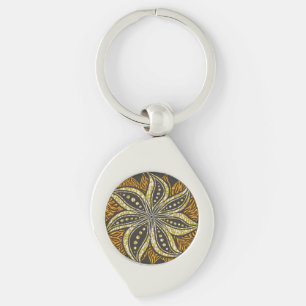 African Abstract Floral Batik Style Key Ring