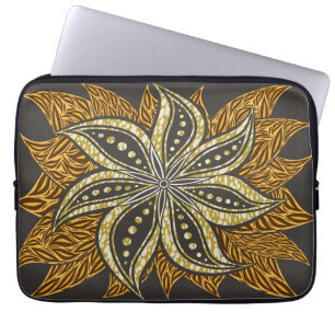 African Abstract Floral Batik Style Laptop Sleeve