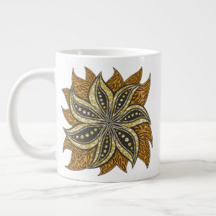 African Abstract Floral Batik Style Large Coffee Mug