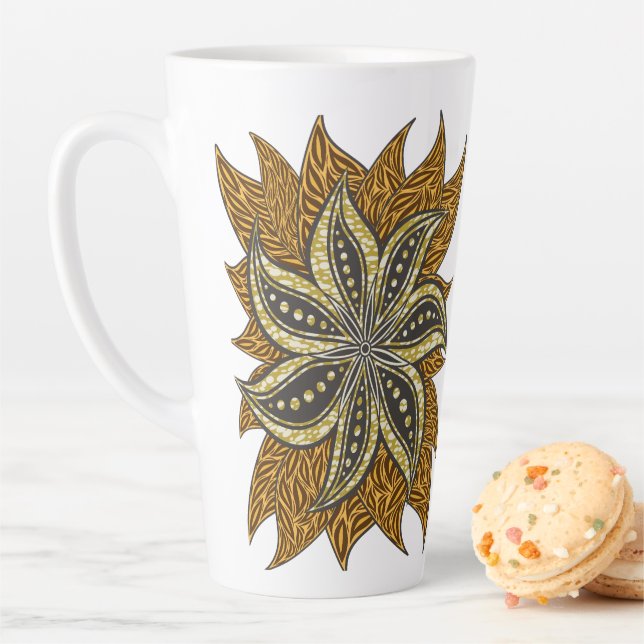 African Abstract Floral Batik Style Latte Mug (In Situ)