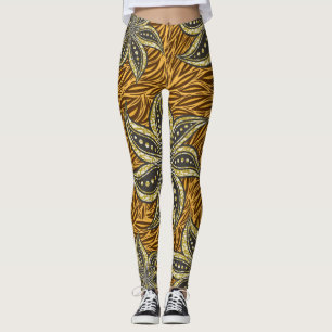 African Abstract Floral Batik Style Leggings
