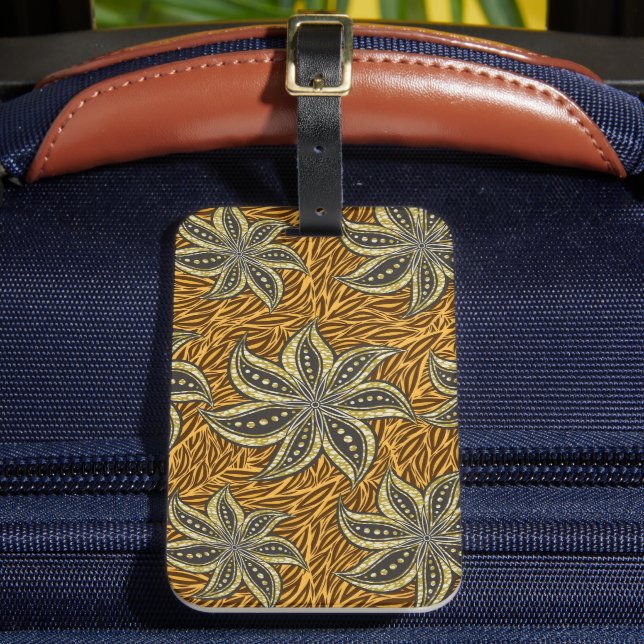 African Abstract Floral Batik Style Luggage Tag (Front Insitu 2)