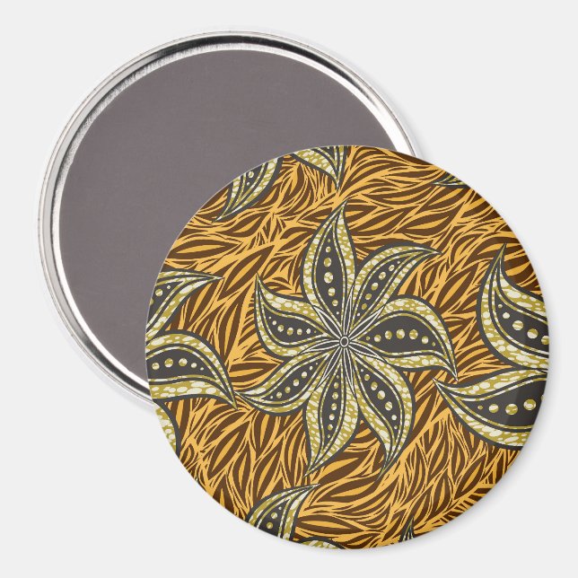 African Abstract Floral Batik Style Magnet (Front/Back)