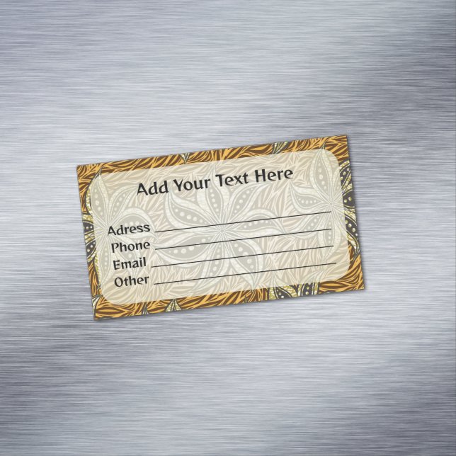 African Abstract Floral Batik Style Magnetic Business Card (In Situ)