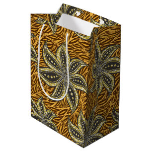 African Abstract Floral Batik Style Medium Gift Bag