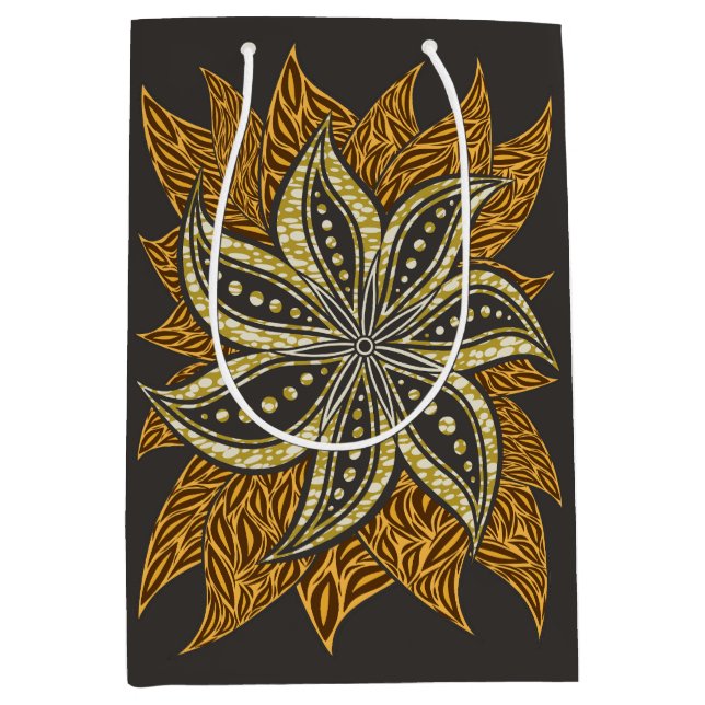 African Abstract Floral Batik Style Medium Gift Bag (Front)
