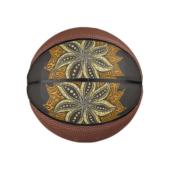 African Abstract Floral Batik Style Mini Basketball (Front)