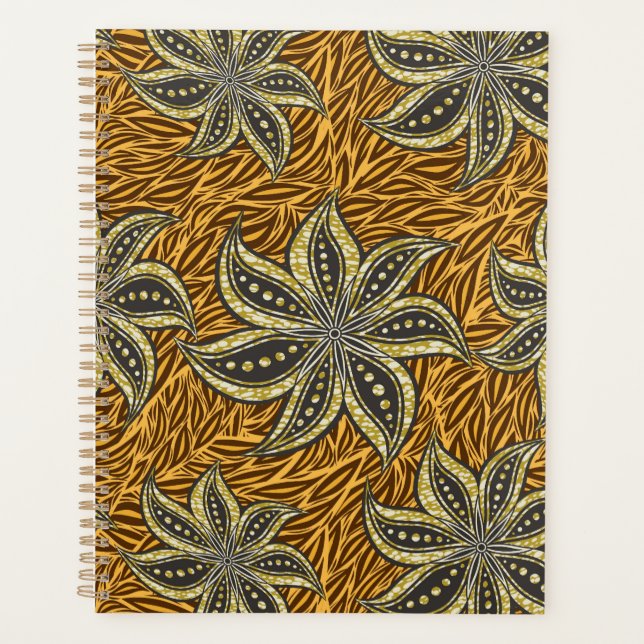 African Abstract Floral Batik Style Planner (Front)