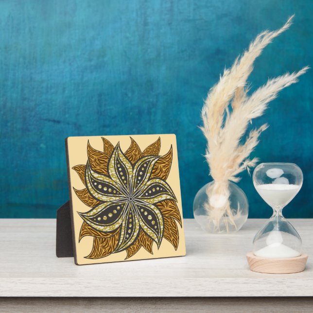 African Abstract Floral Batik Style Plaque (Insitu)