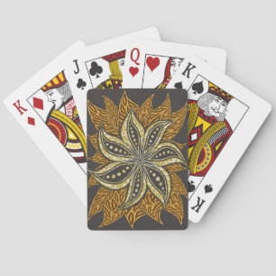African Abstract Floral Batik Style Playing Cards
