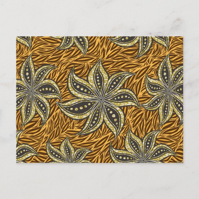 African Abstract Floral Batik Style Postcard (Front)