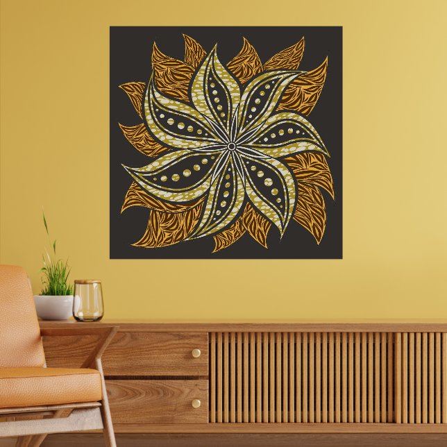 African Abstract Floral Batik Style Poster (Living Room 2)