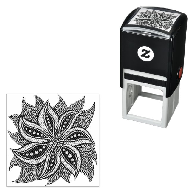 African Abstract Floral Batik Style Self-inking Stamp (In Situ)