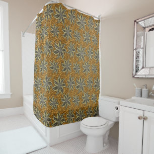 African Abstract Floral Batik Style Shower Curtain