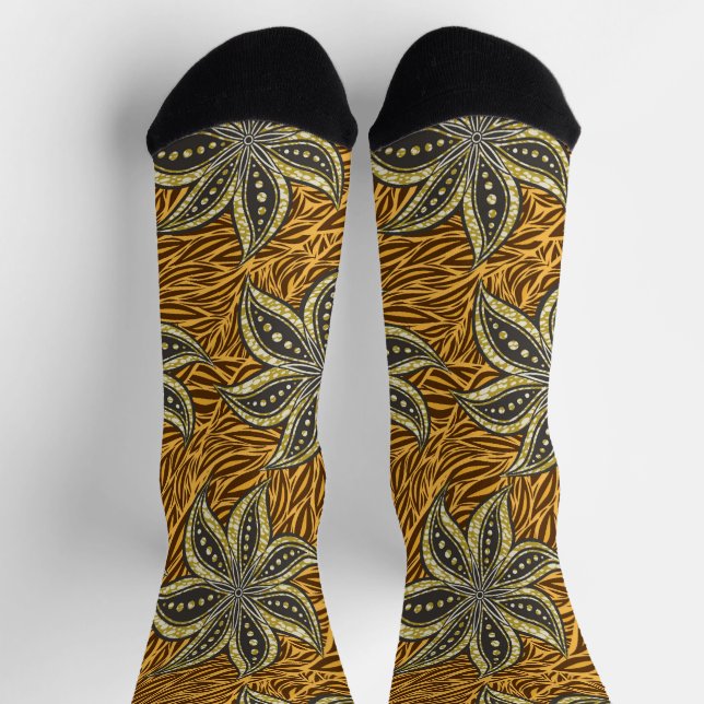 African Abstract Floral Batik Style Socks (Top)