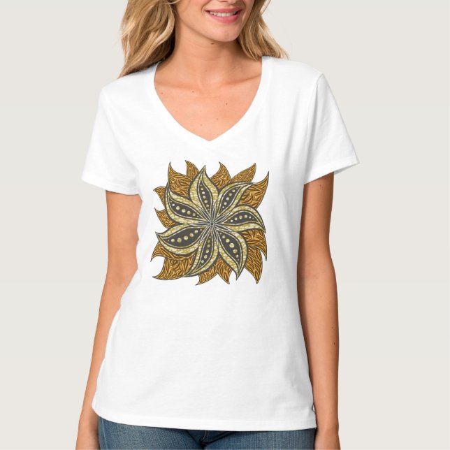 African Abstract Floral Batik Style T-Shirt (Front)