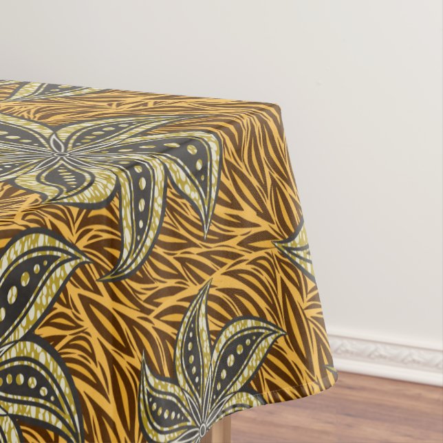 African Abstract Floral Batik Style Tablecloth (In Situ)