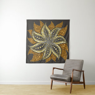 African Abstract Floral Batik Style Tapestry