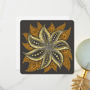 African Abstract Floral Batik Style Thank You Card