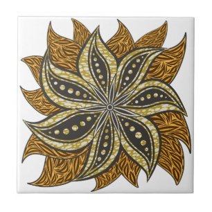 African Abstract Floral Batik Style Tile