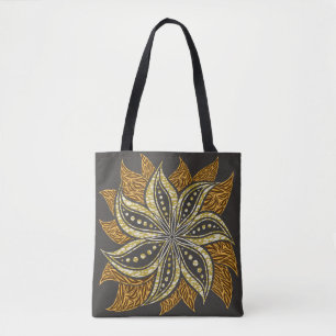 African Abstract Floral Batik Style Tote Bag