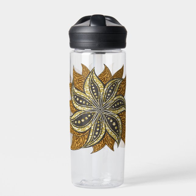 African Abstract Floral Batik Style Water Bottle (Front)