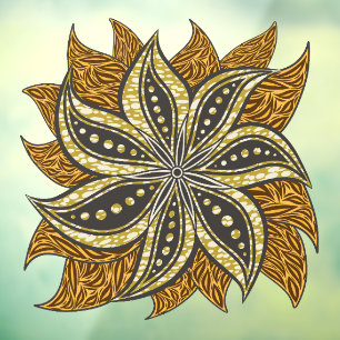 African Abstract Floral Batik Style Window Cling