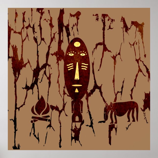 african abstract modern portrait afro art poster (Front)