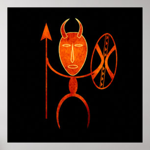 african abstract modern portrait afro art poster