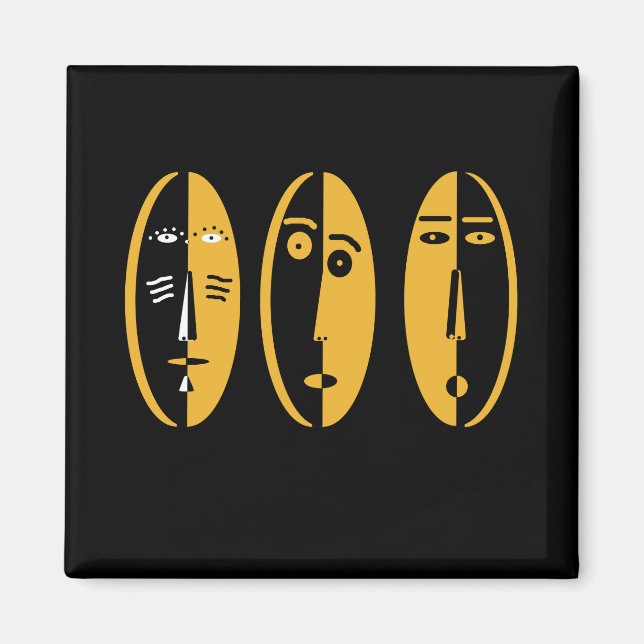 african abstract portrait mask design magnet (Front)