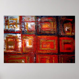 African Abstract Squares Painting Art Print Poster
